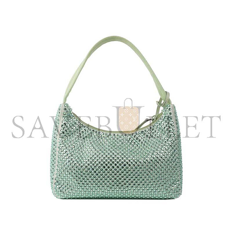 Pra*a mint green crystal re-edition 2000 shoulder bag (22*17*6cm)